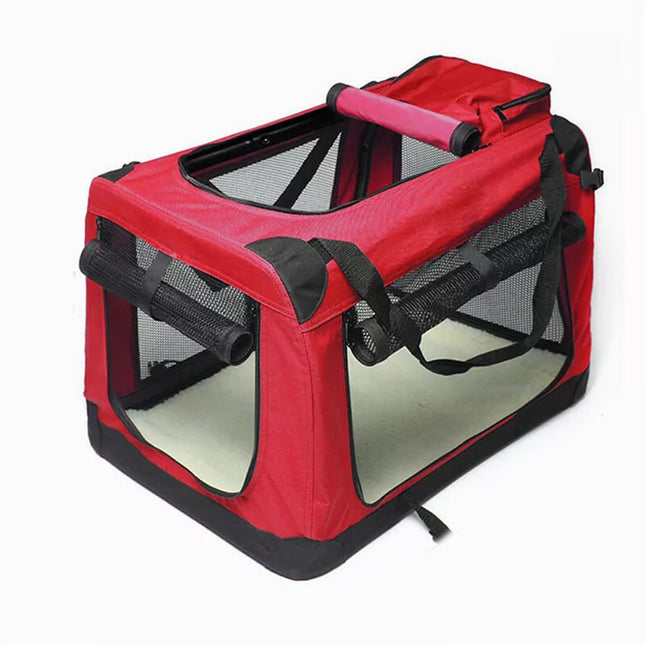 Pet Soft Crate Portable Dog Cat Carrier Travel Cage Kennel Folding Large L Red