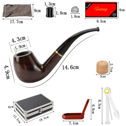 Classic Short Handle Curved Tobacco Pipe, Elegant Ebony Wood Smoking Set