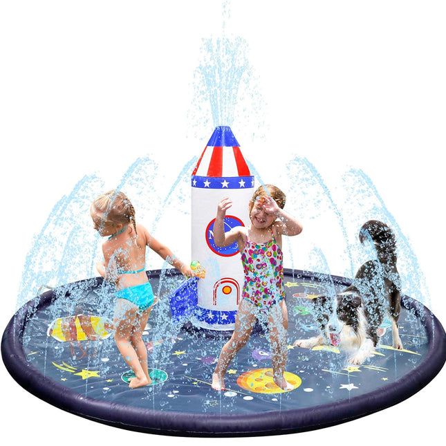 Sprinkler Water Play Mat Rocket Splash Outdoor Inflatable Pad Pool Fun