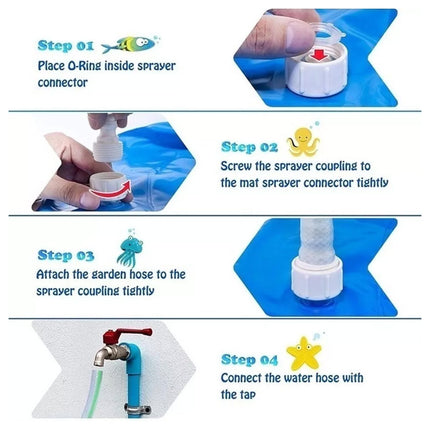 170CM Kids Sprinkler Water Mat Splash Play Pad Inflatable Spray Pool Toy