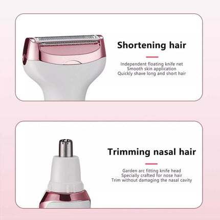 4-in-1 Electric Women Lady Shaver Hair Arm Leg Bikini Face Remover Razor Trimmer
