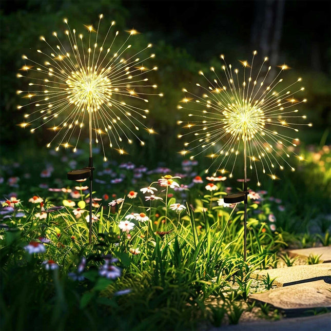 2Pack Solar Powered Garden Outdoor Lights Firework Yard Pathway Christmas Lights
