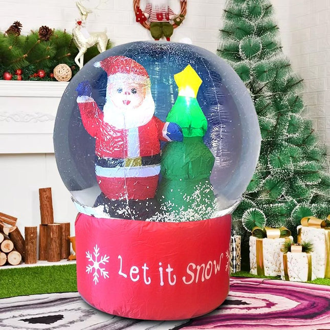 Inflatable Christmas Decoration Santa Claus and Christmas Crystal Snow Fountain