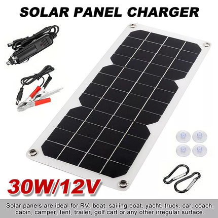 30W Solar Panel Trickle Charger 12V Battery Charger for RV Boat Car Camping Flex