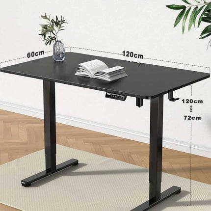 Black Height Adjustable Sit Stand Table Office Electric Desk