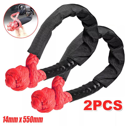 2PCs Soft Shackle 55cm Recovery Gear Dyneema Winch Rope 20T Heavy Duty Orange