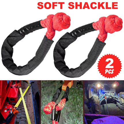 2PCs Soft Shackle 55cm Recovery Gear Dyneema Winch Rope 20T Heavy Duty Orange