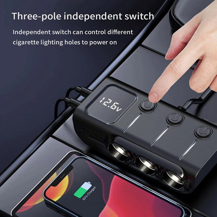 3Way 12-24V Car Cigarette Charger Lighter Socket Splitter Power USB Adapter Port 3Way Car Charger