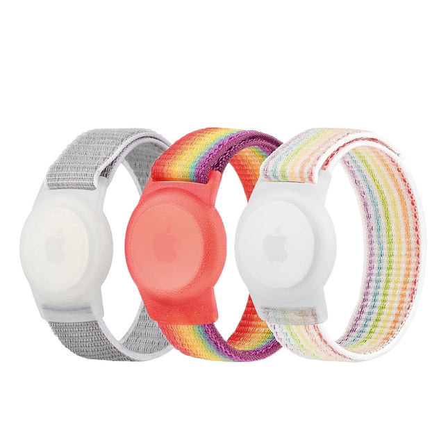 3Packs Apple AirTag Case Wristband Protective Cover Colorful & Rainbow & Grey