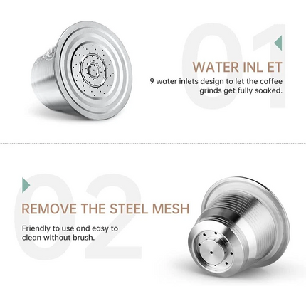 3pcs Stainless Steel Coffee Capsule Cup Reusable/Refillable Pod For Nespresso Machine