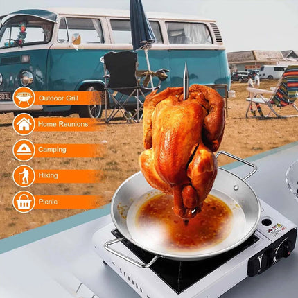 Stainless Steel Vertical Skewer Spikes Set Barbecue Spit Skewer Grill BBQ Pan