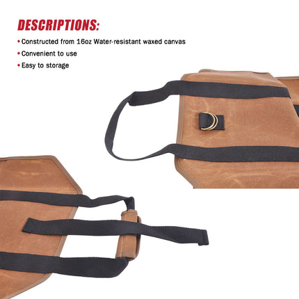 39" Log Carrier Tote Firewood Holder Canvas Large Carry Bag Holder Carrying Wood