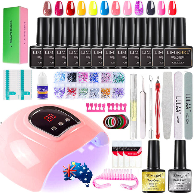 12 Pieces Set Gel Nail Polish Starter Kit 54W UV LED Lamp Dryer Nail Manicure Set