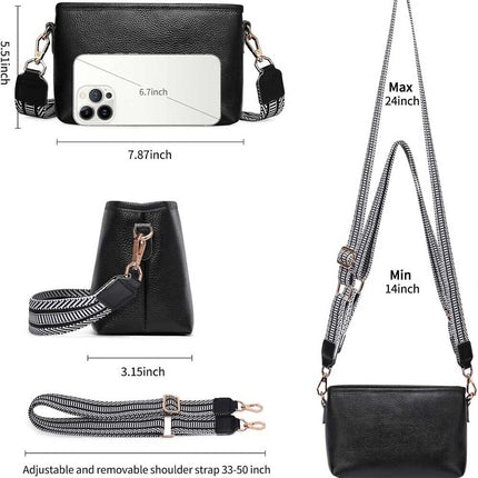 Leather Bags for Women Purse Handbag Small Crossbody Bag Tote Bag Shoulder Black