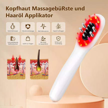 Electric Massage Comb EMS Red Light Therapy Hair Growth Scalp W/Oil Applicator