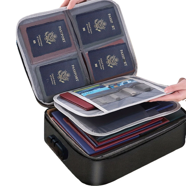Waterproof Fireproof Safe Box Document Bag Organizer Cash Money File Storage Box
