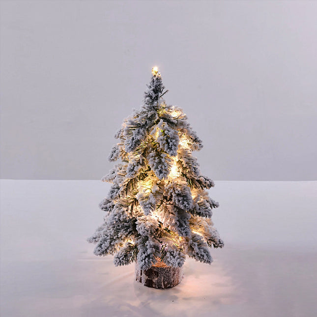 Tabletop Small Christmas Tree With Snow LED Lights Xmas Ornament Decoration
