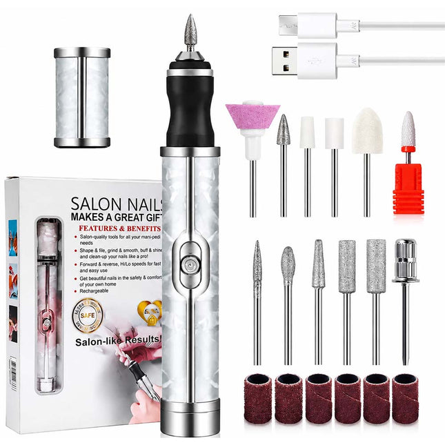 Electric Nail Drill Machine Cordless Toe Nail File for Acrylic Gel Silver