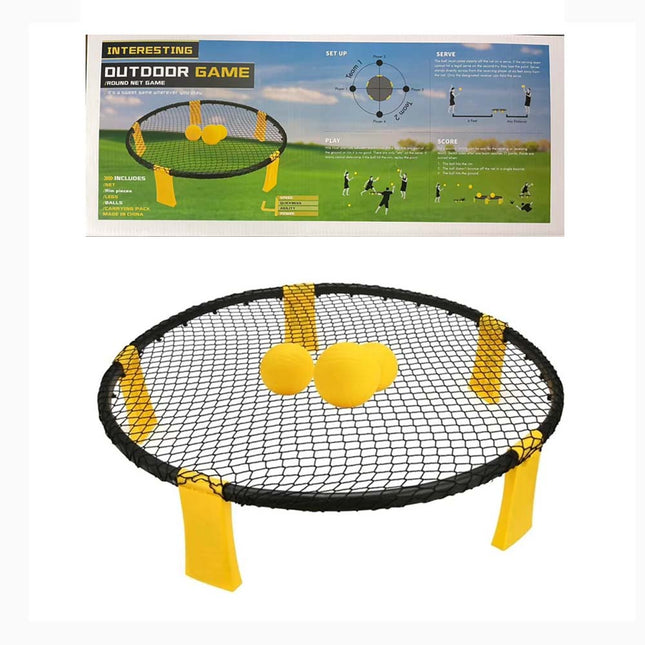 Outdoor Team Roundnet Game Set Beach Ball Games with Carrying Bag 3Balls Durable