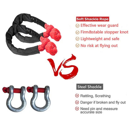 2PCs Soft Shackle 55cm Recovery Gear Dyneema Winch Rope 20T Heavy Duty Orange