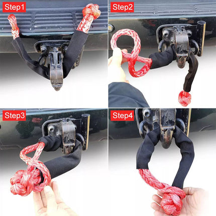 2PCs Soft Shackle 55cm Recovery Gear Dyneema Winch Rope 20T Heavy Duty Orange