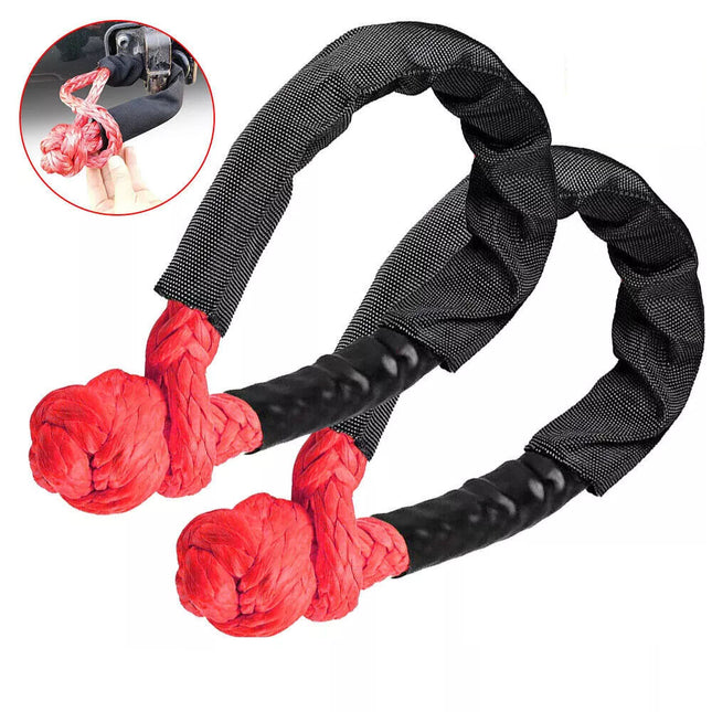 2PCs Soft Shackle 55cm Recovery Gear Dyneema Winch Rope 20T Heavy Duty Orange