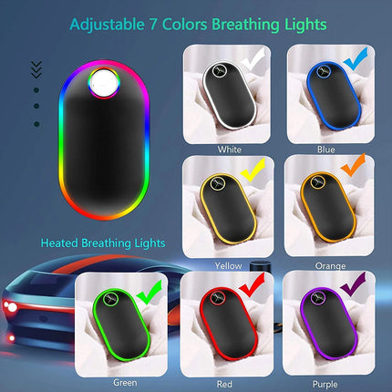 Hand Warmers Rechargeable 10000mAh Electric Pocket Handwarmer with 3 Heat Levels Black