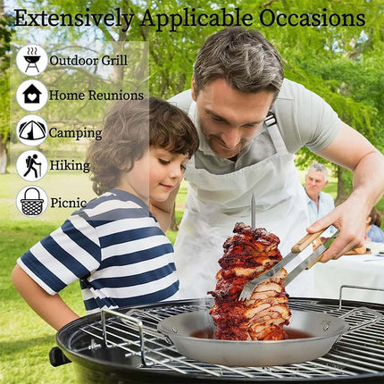 Stainless Steel Vertical Skewer Spikes Set Barbecue Spit Skewer Grill BBQ Pan