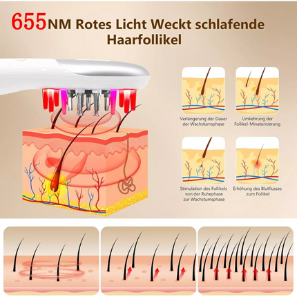 Electric Massage Comb EMS Red Light Therapy Hair Growth Scalp W/Oil Applicator