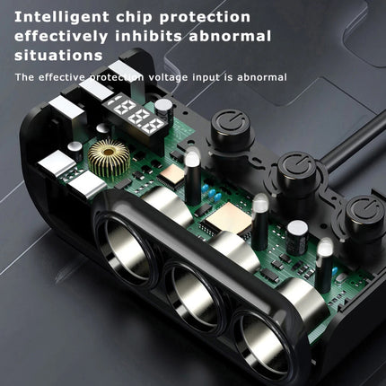 3Way 12-24V Car Cigarette Charger Lighter Socket Splitter Power USB Adapter Port 3Way Car Charger