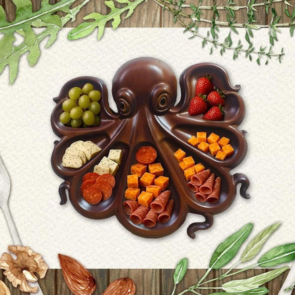 Unique Octopus Charcuterie Board Ocean Themed Wood Cheese & Meat Serving Platter