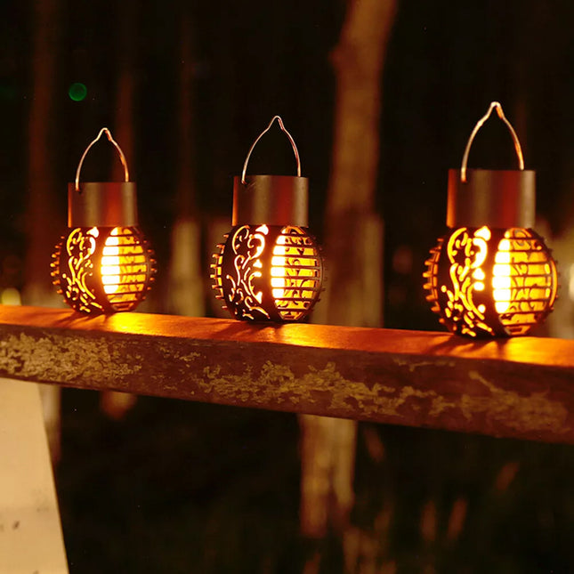 4PCS Solar LED Flame Hanging Light Flickering Dancing Outdoor Garden Lantern Lamp