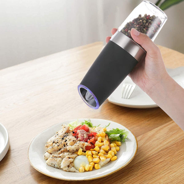 Single Pack Electric Salt & Pepper Grinder Mills Shakers Black