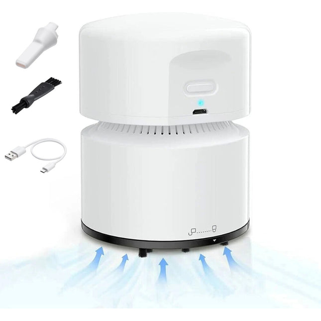 White Rechargeable Portable Mini Desktop Vacuum Cleaner Powerful Sweeping Desk Table