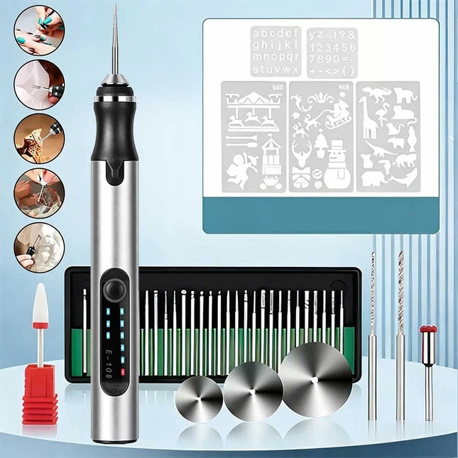 Cordless Electric Engraving Pen USB Rechargeable Micro Carving Tool with 37Pcs Accessories Set