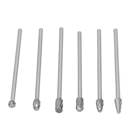 6Pcs Carbide Alloy Rotary Burr Set Tungsten Steel Solid Long Shank Burr Kit