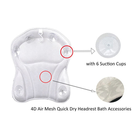 3D Bath Pillow Spa Bathtub Head Rest Neck Back Support Tub Breathable Cushion