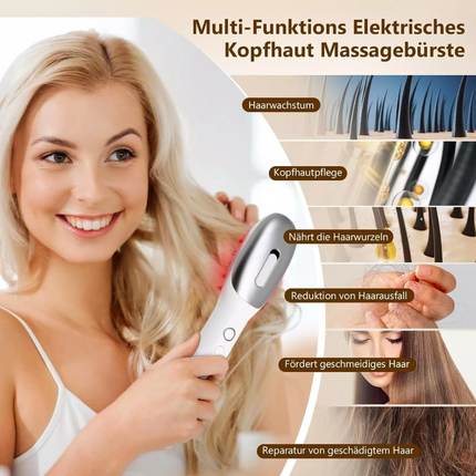 Electric Massage Comb EMS Red Light Therapy Hair Growth Scalp W/Oil Applicator