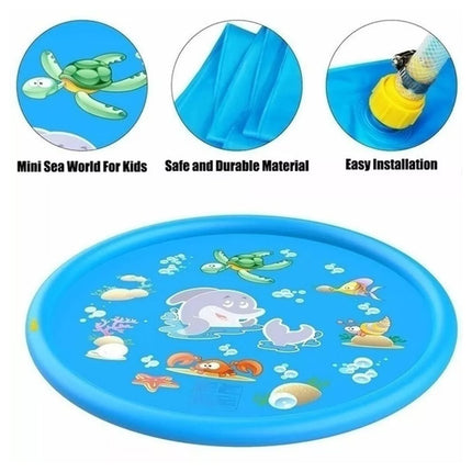 170CM Kids Sprinkler Water Mat Splash Play Pad Inflatable Spray Pool Toy