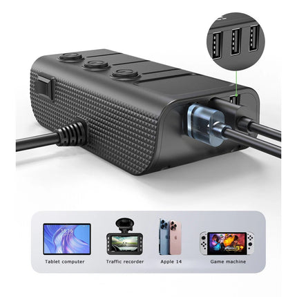3Way 12-24V Car Cigarette Charger Lighter Socket Splitter Power USB Adapter Port 3Way Car Charger