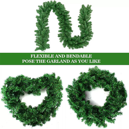 2X 9ft Christmas Garland with LED Lights Artificial Wreath Stairs Rattan Decoration