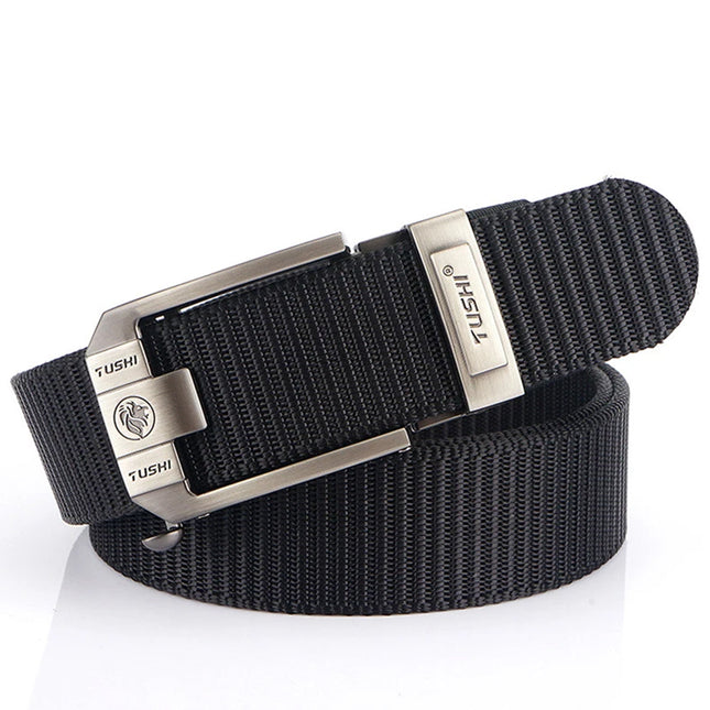 Men Ratchet Nylon Belt Web Tactical Belt with Automatic Slide Buckle Gift Black