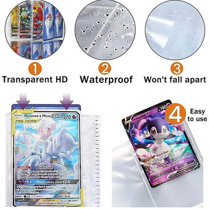 900 Pockets For Pokemon Card Folder Trading Cards Album Portfolio Pockets Binder
