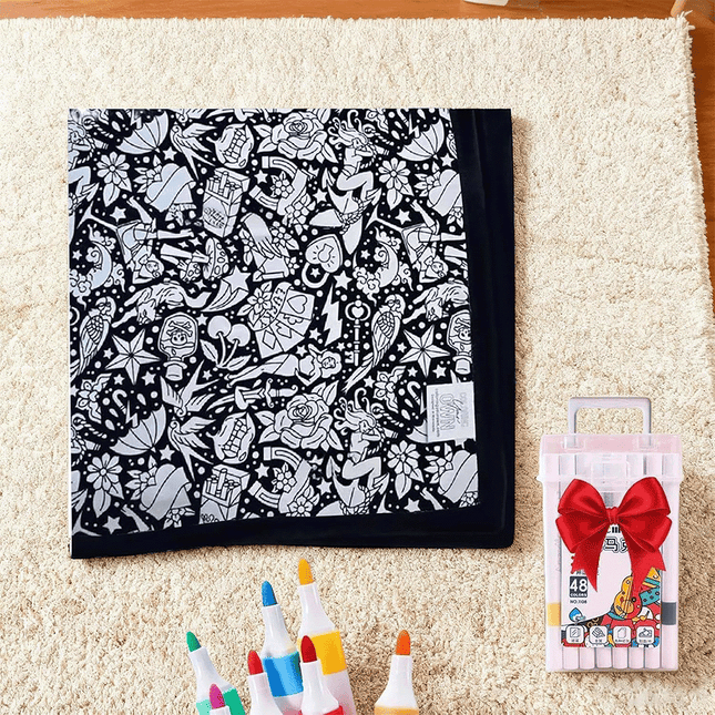 DIY Coloring Blanket With 24PCS Markers Coloring Blankets