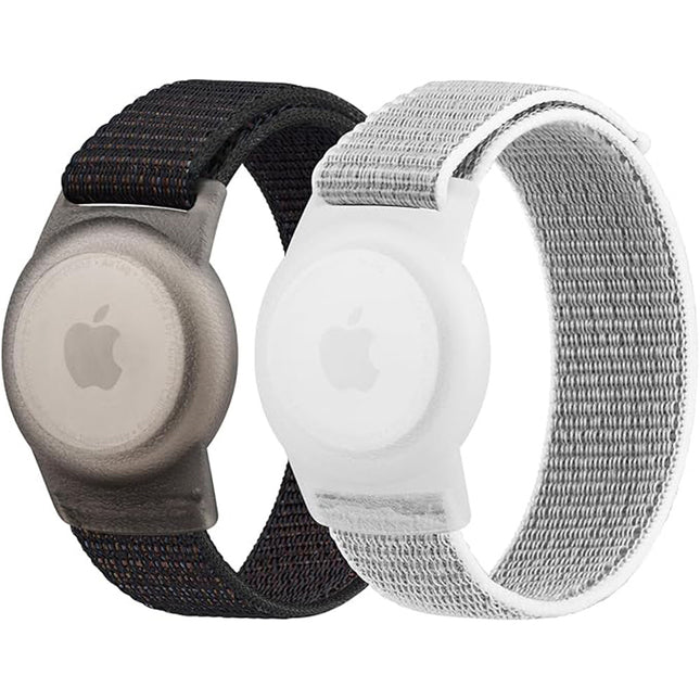 2Packs Apple AirTag Case Wristband Protective Cover Grey and Black
