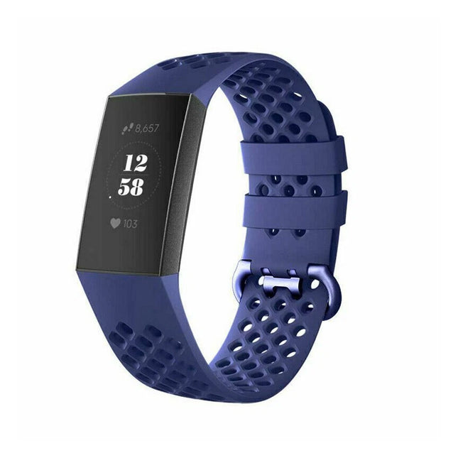 Fitbit Charge 3 4 Watch Soft Silicone Sports Replacement Band Wrist Strap Midnight Blue