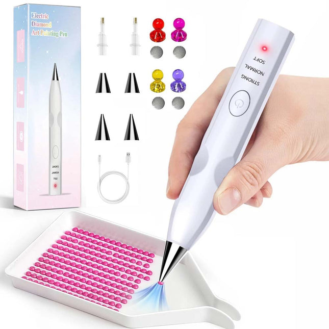 Cordless Electric Diamond Painting Pen Art Vacuum Pen Portable Rechargeable Nail Art White