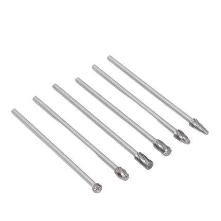 6Pcs Carbide Alloy Rotary Burr Set Tungsten Steel Solid Long Shank Burr Kit