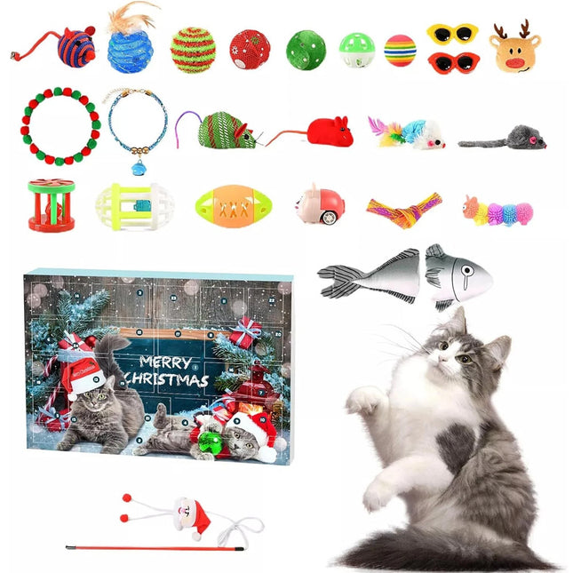 Cat Advent Calendar Christmas Countdown Calendar for Kitten Toys 24 PCS