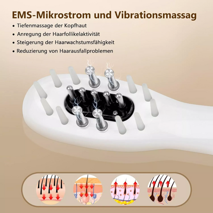 Electric Massage Comb EMS Red Light Therapy Hair Growth Scalp W/Oil Applicator
